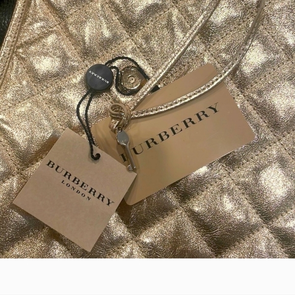 Designer BURBERRY Brooke Metallic Calfskin Quilted Hoxton Hobo - Picture 12 of 12